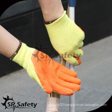 SRSASRSAFETY 13g orange gloves coated black latex best selling gloves cotton liner glove